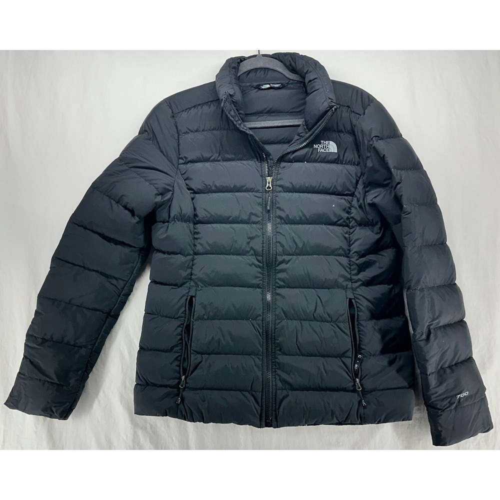 The North Face 700 Down Puffer Jacket Womens Large Black Quilted Full Zip Coat